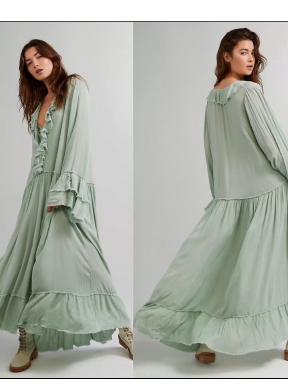 NWT Free People Sweet Darlin Minted Jade Maxi Dress L Oversized